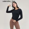Nuovo abbigliamento Luluss Yoga top da donna sportivo nudo a maniche lunghe da corsa marchio di moda camicetta da allenamento stretch aderente fitness T-shirt da yoga da donna