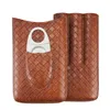 Leather Cigar Case with Cutter Holder Mini Travel Humdor 3 Tubes Tobacco Box Exellent Men's Gift Smoking Accessory