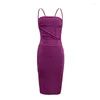 Casual Dresses Sexy Bodycon Dress 2023 Summer Fashion Purple Slim Fit Night Club Slip Square Neck Lady Vacation Cotton Elastic