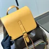 Mini-Schulranzen-Rucksack, Designer-Damen-Kettenrucksäcke, Designer-Damen-Büchertaschen, Modetrend, brauner Blumen-Leder-Rucksack