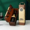 Bar Tools Classic PU Leather Single Red Wine Holder Luxury Ring Paper Cutter Seahorse Knife Pourer Wooden Packing Box Gift 231206