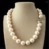 Colares Pingente Enorme 14mm Branco South Sea Shell Pérola Rodada Beads Nelace 18 '' Clássico Casamento Mulheres Cultivadas Acessórios de Presente Real