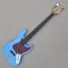 4 strängar Blue Electric Bass Guitar med 20 banden Rosewood Freboard anpassningsbar