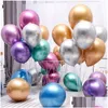 Party Favor Metallic Chrome Latex Balloons 50st 10 Inch Sier Green Shiny Balloon For Bridal Shower Drop Delivery Home Garden Festive Dhenj