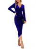 Casual Dresses European And American Sexy Long Dress V-neck Wrap Hip Irregular Mid Length Cocktail For Women