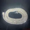 Yuyinggems Colar de corrente cubana de alto polimento 14k banhado a ouro branco micro joias de hip hop para mulheres e homens