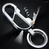 Sleutelhangers Jobon Mannen Sleutelhanger Multifunctionele Opvouwbare Clipper Wijn Kurkentrekker Sleutelhanger Tool Voor Ring Houder Kerstdag Xmas Gift202K