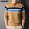 メンズTシャツのトップグレード新しいファッションブランドストライプラグジュアリーデザイナーの服の男性シャツクラシックフィットカジュアルトップスメンズ衣類l231208