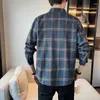 Men's Dress Shirts 2023 Spring And Autumn Plaid Shirt Double Pocket Loose Vintage Fashion Casual Port Brand