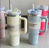 Wholesale encher H2.0 40oz Stainless Steel Tumblers Cups with Silicone handle Lid And Straw 2nd Generation Car mugs Keep Drinking Cold Water Bottles 1026