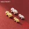 Charms MeetSoft S925 STERLING SILVER 3D HARD SILVER GOLD BRAVE PI XIU BEADS JEWELRY OF DIY HANDMADE BRACELETSアクセサリー卸売ギフト231207