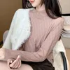 Pulls pour femmes automne et hiver style sous-couche tricoté haut tendance de la mode polyvalent demi-haut col pull bas chemise femme