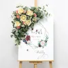 Decorative Flowers Wreaths Custom 50CM Wedding Welcome Sign Flowers Fake Artificial Floral Props Marriage Party Arch Decor Hanging Garland Window Display 231207