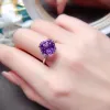 Bague en améthyste en forme de Rose de qualité VVS 4ct, bague en argent améthyste naturelle de qualité VVS, bijoux en pierres précieuses en argent 925 à la mode