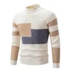 Herensweaters 2023 Gekleurde gebreide trui met opstaande kraag en casual jeugdonderkant in Europese en Amerikaanse stijl