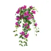 Fleurs décoratives 1pcs suspendus artificiels avec panier de vigne en soie de bougainvilliers faux bouquets de plantes pour patio balcon décor de jardin