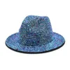 Chapeaux à large bord hiver femmes bling strass seau chapeau simple feutre Panama avec diamant complet réglable Jazz Whole236u