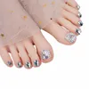 False Nails Full Rhinestone Decor Press On Toenails Chip-Proof Smudge-Proof Fake For Girl Dress Matching