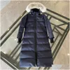 여자 다운 파카 디자이너 겨울 더 복어 재킷 코트 캐나다 미스티크 코요테 모피 두꺼운 여분의 긴 후드가있는 파카 3035L 드롭 다이브 otbnv