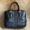 BRECHUSES EXOTIC TRUE Alligator Skin Businessmen Zip Portcase Bag Authentic äkta krokodilläder Male Stora topphandtagsarbeten Handväska