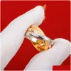 Anillos de racimo de moda de calidad superior marca clásica Europa joyería de lujo para mujeres tricolor rosa oro color anillo regalos 220922 gota delive dhanw