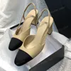 Sandali firmati Moda ballerine con tacco alto Eather Scarpe eleganti da donna Primavera Autunno Testa tonda Lavoro piatto