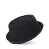 Barn 100% ullpojke fläsk pajhatt för tjej svart fedora barn barn platt bowler griskött topp jazz breda brim hatts310d