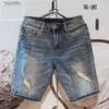 Men's Jeans Summer Men's Korean Fashion Hole Baggy Denim Shorts Handsome Young Blue Cargo Jeans Shorts For MenL231208