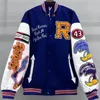 Men's Jackets Heavy Industry Embroidery Baseball Jacket Men Cartoon Pattern Hip-Hop Y2K Loose Coat Couple Spring Causal Street Varsity