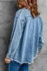 Giacche da donna Giacca di jeans oversize da donna Casual Camicia a maniche lunghe blu con bottoni Cappotto di jeans Autunno Primavera 2023 Shacket con tasche L231208