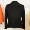 Kadın Suit Blazers En Kaliteli Moda Tasarımcı Ceket Kadınlar Klasik Çift Kruvaze Metal Aslan Düğmeleri Blazer Dış Boyut S-5XL 231208