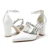 Sandalen Hochzeit Schuhe für Braut High Heels Knöchelriemen Kristall zurück formale Abend Prom Party Kleid Pumps Frauen