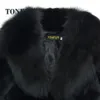 Cappotto da donna in finta pelliccia di coniglio in pelliccia naturale con colletto in volpe Giacca lunga da donna personalizzata di grandi dimensioni sr260 231208