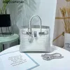 Himalaya Krokodil Handtas Tote Bags Nieuwe Krokodil Patroon Koeienhuid Witte Damestas Draagbare Enkele Schouder Messenger Bag Himalayan White Diamond HB8A