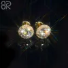 Boucles d'oreilles en grappe de Moissanite Vvs, clous ronds glacés, diamant taille brillant, véritable fleur en or massif 14k, offre spéciale