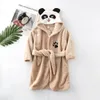 Handtücher Roben Cartoon Panda Weiche Bequeme Winter Kinder Jungen Mädchen Baby Bademantel Nachtwäsche Flanell Mit Kapuze Pyjamas Roben Homewear Kleidung 231208