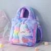 Handbags Kid Embroidery Unicorn Plush Crossbody Purses and Handbags Little Girls Rainbow Fluffy Purse Cute Cartoon Furry Shoulder Bag 231208