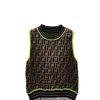 Kvinntankar Camis Designer 2023 Kvinnors nya ljusa färggarn FF -bokstav stickad Sweatshirt Pullover Round Neck Tank Top Women's Wear 1N1Y