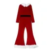 Women's Sleep Lounge Women Red Christmas Costumes Cute Long Sleeve Flared Jumpsuit and Santa Hat Set for Cosplay Role Playing Party Outfits 231207