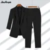 Pantalon deux pièces pour femmes Blazer pantalon 2 ensemble printemps été mince bureau dame basique Joker noir costume manteau pantalon tenues vêtements de travail femme 231207