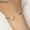 Catena Bamoer Bracciale aperto in argento sterling 925 con quadrifoglio fortunato Bracciale aperto in stile coreano per le donne Regalo di compleanno BSB134 YQ231208