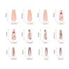 Faux ongles 24pcs coeur mat ballet style doux long paragraphe fini morceau d'ongle