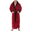 Men's Sleepwear Mens Bathrobe Man Long Sleeve Winter Warm Nightwear Casual Flannel Robe Plush Male Bath Nightgown