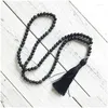 Collares colgantes Ónix negro y collar de piedra de lava Borla Joyería de yoga Cuentas de oración Para hombre Colgantes de entrega Oty39