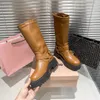 Buty Damskie modne kobietę Długie buty bez poślizgu Wodoodporne zimowe skórzane kolano kobiet Chunky Platforma Długie grube rycerze buty Vintage Style