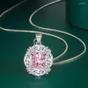 Ensemble collier et boucles d'oreilles ovales de princesse verte pour femmes, bijoux de luxe, cadeau d'anniversaire, vente en gros, 2023, J8210-pink