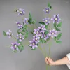 Decorative Flowers Beautiful Plastic Flower Arrangement Realistic 5-head Clematis Fake Easy-care Simulation For Wedding Home Landscaping