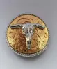 مشبك حزام رعاة البقر الجديد Arvial مع ألوان ذهبية 3D Sliver Bulls Metal SWBY732 لـ 4 سم