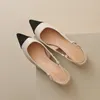 Sandalen Gold Spitze Zehen Frauen Designer Schuhe Sommer Slingbacks Mischfarbe Quadratische klobige niedrige Absätze Samll Größe 33