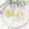 Boucles d'oreilles pendantes en forme de marguerite, 2 pièces/ensemble, en alliage d'aiguille argenté, bijoux en galvanoplastie, cadeau de fête d'anniversaire pour femmes